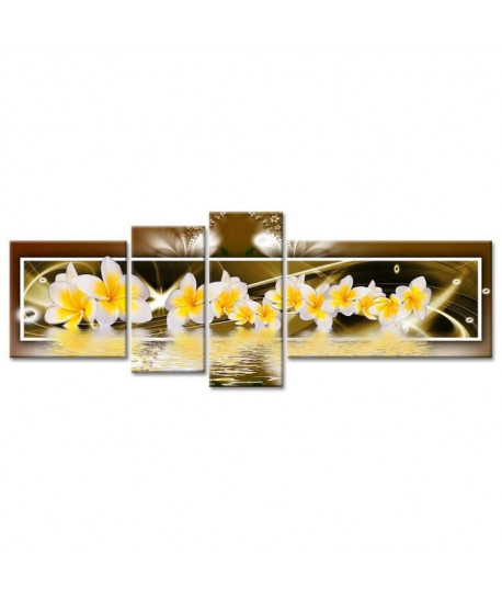 FLOWER Tableau multi panneaux 160x60 cm jaune fleur