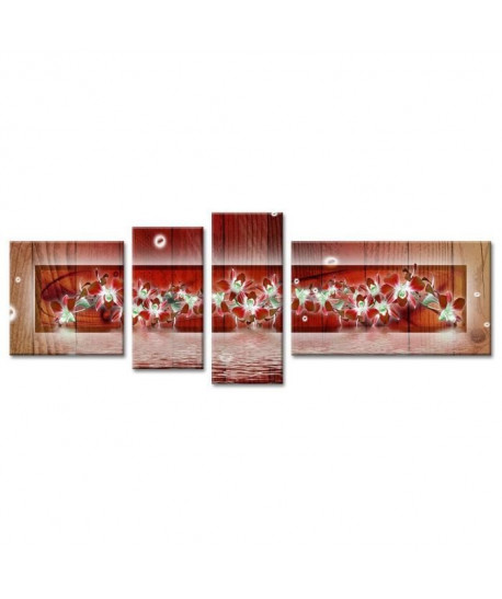 FLOWER Tableau multi panneaux 160x60 cm rouge fleur