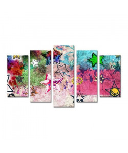 GRAFFITI Tableau multi panneaux 150x80 cm multicolore abstrait