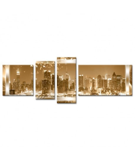 CITYLIGHT Tableau multi panneaux 160x60 cm jaune newyork