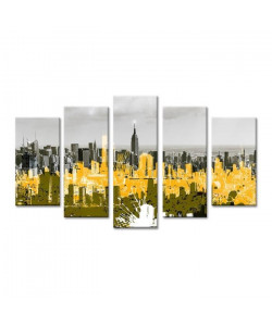 NYC Tableau multi panneaux 150x80 cm jaune newyork