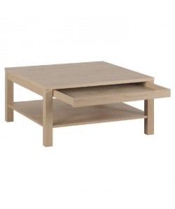 NANO Table basse carrée style contemporain placage bois chene verni  L 80 x l 80 cm