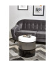 VIGAN Table basse ronde style contemporain noir, gris et blanc mat  L 50 x l 50 cm