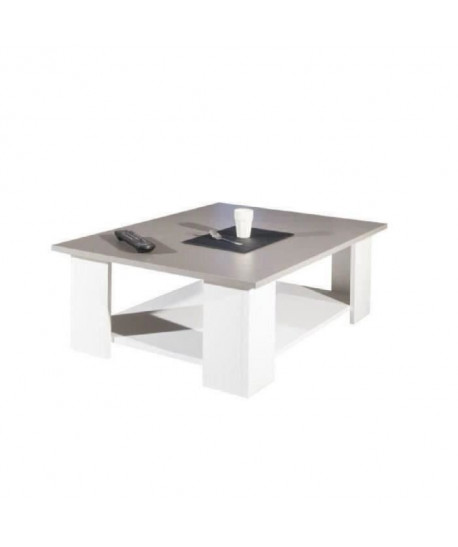 LIME Table basse style contemporain blanc et taupe  L 89 x l 67 cm