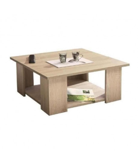 LIME Table basse carrée style contemporain mélaminée décor chene  L 67 x l 67 cm