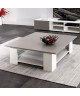 LIME Table basse carrée style contemporain mélaminée blanc et taupe  L 89 x l 89 cm