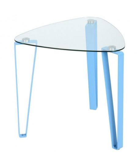 KAUWHATA Table basse style contemporain en métal bleu mat  L 44 x l 44 cm