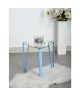 KAUWHATA Table basse style contemporain en métal bleu mat  L 44 x l 44 cm