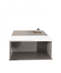 MEGA Table basse style contemporain mélaminée gris et blanc  L 89 x l 67 cm