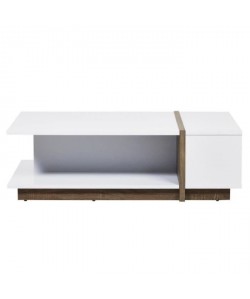 PANAMA Table basse style contemporain placage bois blanc et décor chene  L 110 x l 60 cm