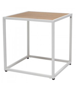 KARO Bout de canapé/Table d\'appoint carrée style industriel  Métal noir et plateau bois pin massif  L 40 cm