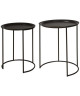 FRESH Set de 2 Tables basses style contemporain métal noir  L 40 x l 40 cm et L 35 x l 35 cm