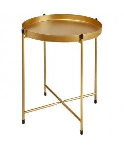 TERRANO Table basse style contemporain en métal doré  L 41 x l 38 cm