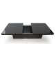 TANGO Table basse style contemporain noir brillant  plateaux coulissants  L 110 a 142 cm
