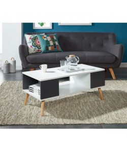 BABETTE Table basse scandinave pieds en eucalyptus  L 90 x P 45 cm