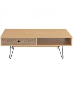COLETTE Table basse scandinave  Décor chene et impression vintage  110x55 cm