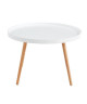 CONSTANCE Table basse ronde scandinave laqué blanc satiné  74x74 cm