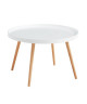 CONSTANCE Table basse ronde scandinave laqué blanc satiné  74x74 cm