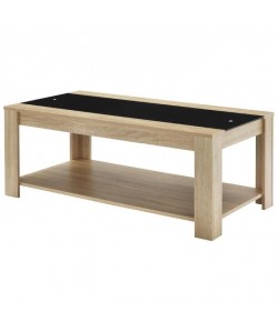 DAMIA Table basse style contemporain décor chene et noir mat  L 110 x l 55 cm