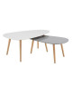 KIVI Lot de 2 tables basses gigognes scandinave blanc laqué et gris mat  L 98 x l 61 et L 88 x l 48 cm