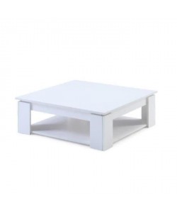 MANHATTAN Table basse carrée style contemporain blanc mat  L 89 x l 89 cm