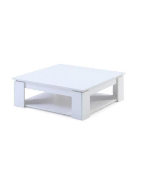MANHATTAN Table basse carrée style contemporain blanc mat  L 89 x l 89 cm