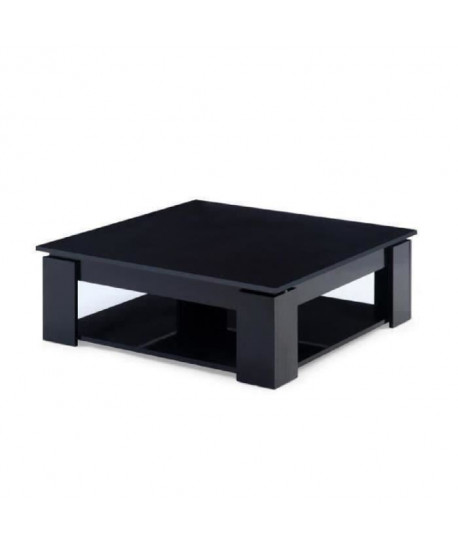 MANHATTAN Table basse carrée style contemporain noir mat  L 89 x l 89 cm