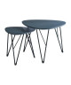 SIXTIES Set de 2 tables basses vintage laquées gris semi mat  pieds métal laqué noir  L 40 x l 40 cm et L 60 x l 60 cm