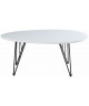 SIXTIES Table basse vintage laquée blanc brillant  pieds métal laqué noir  L 98 x l 60 cm