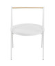 SLOP Table basse ronde style contemporain en métal laqué blanc  poignée en bois hévéa  L 40 x l 40 cm