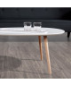 STONE Table basse ovale scandinave blanc laqué  L 88 x l 48 cm