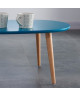 STONE Table basse ovale scandinave bleu paon laqué  L 88 x l 48 cm