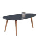 STONE Table basse ovale scandinave gris laqué  L 88 x l 48 cm