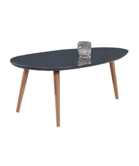 STONE Table basse ovale scandinave gris laqué  L 88 x l 48 cm