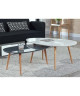 STONE Table basse ovale scandinave gris laqué  L 88 x l 48 cm