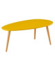 STONE Table basse ovale scandinave jaune moutarde laqué  L 88 x l 48 cm