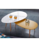 STONE Table basse ovale scandinave jaune moutarde laqué  L 88 x l 48 cm