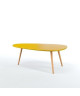 STONE Table basse ovale scandinave jaune moutarde laqué  L 88 x l 48 cm