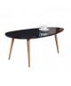 STONE Table basse ovale scandinave noir laqué  L 88 x l 48 cm
