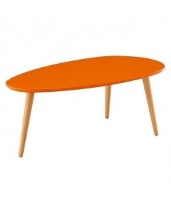 STONE Table basse ovale scandinave orange laqué  L 88 x l 48 cm