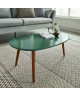 STONE Table basse ovale scandinave vert foret laqué  L 88 x l 48 cm
