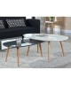 STONE Table basse ovale scandinave blanc laqué  L 98 x l 61 cm