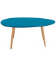 STONE Table basse ovale scandinave bleu paon laqué  L 98 x l 61 cm