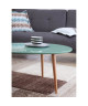 STONE Table basse ovale scandinave vert menthe laqué  L 98 x l 61 cm