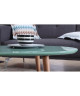 STONE Table basse ovale scandinave vert menthe laqué  L 98 x l 61 cm