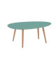 STONE Table basse ovale scandinave vert menthe laqué  L 98 x l 61 cm