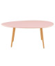 STONE Table basse ovale scandinave rose pastel laqué  L 98 x l 61 cm