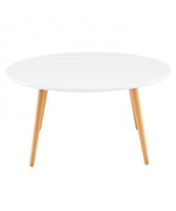 Table basse style scandinave en MDF laqué blanc brillant  L 80 x l 80 cm
