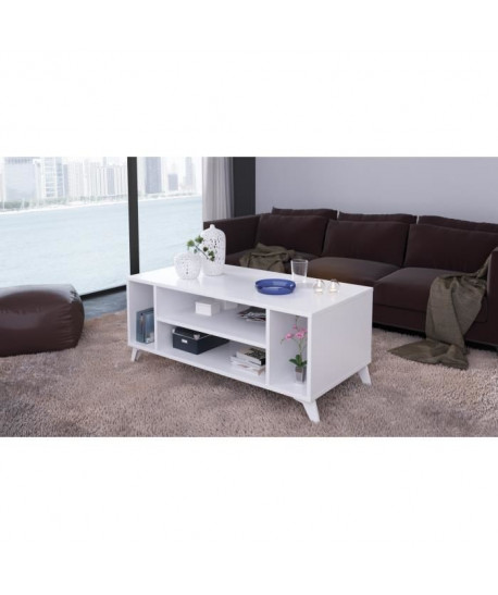 SUN Table basse style contemporain blanc brillant  L 100 x l 50 cm