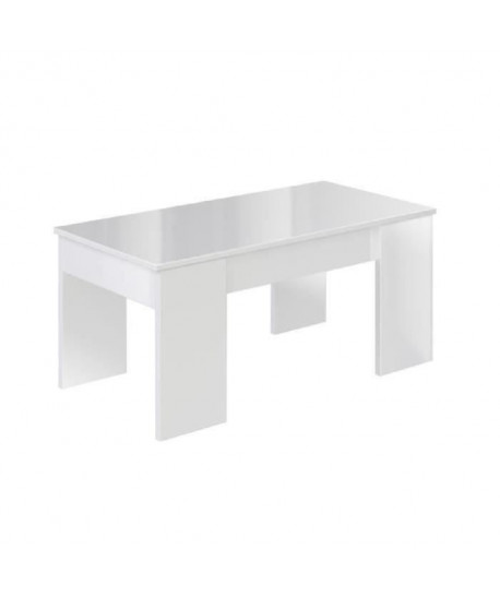 SWING Table basse relevable style contemporain blanc brillant  L 100 x l 50 cm